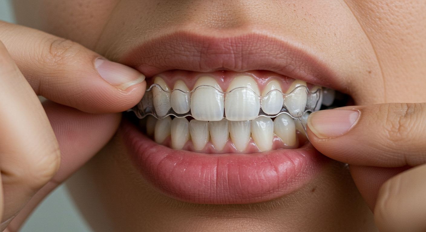 Illustration of a discreet, custom-fit Invisalign aligner