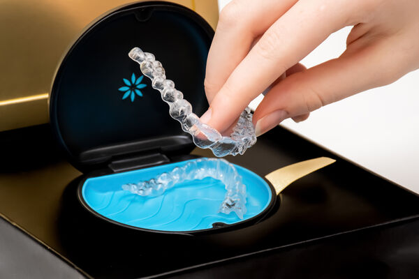 Your custom-made aligners presented in a protective case