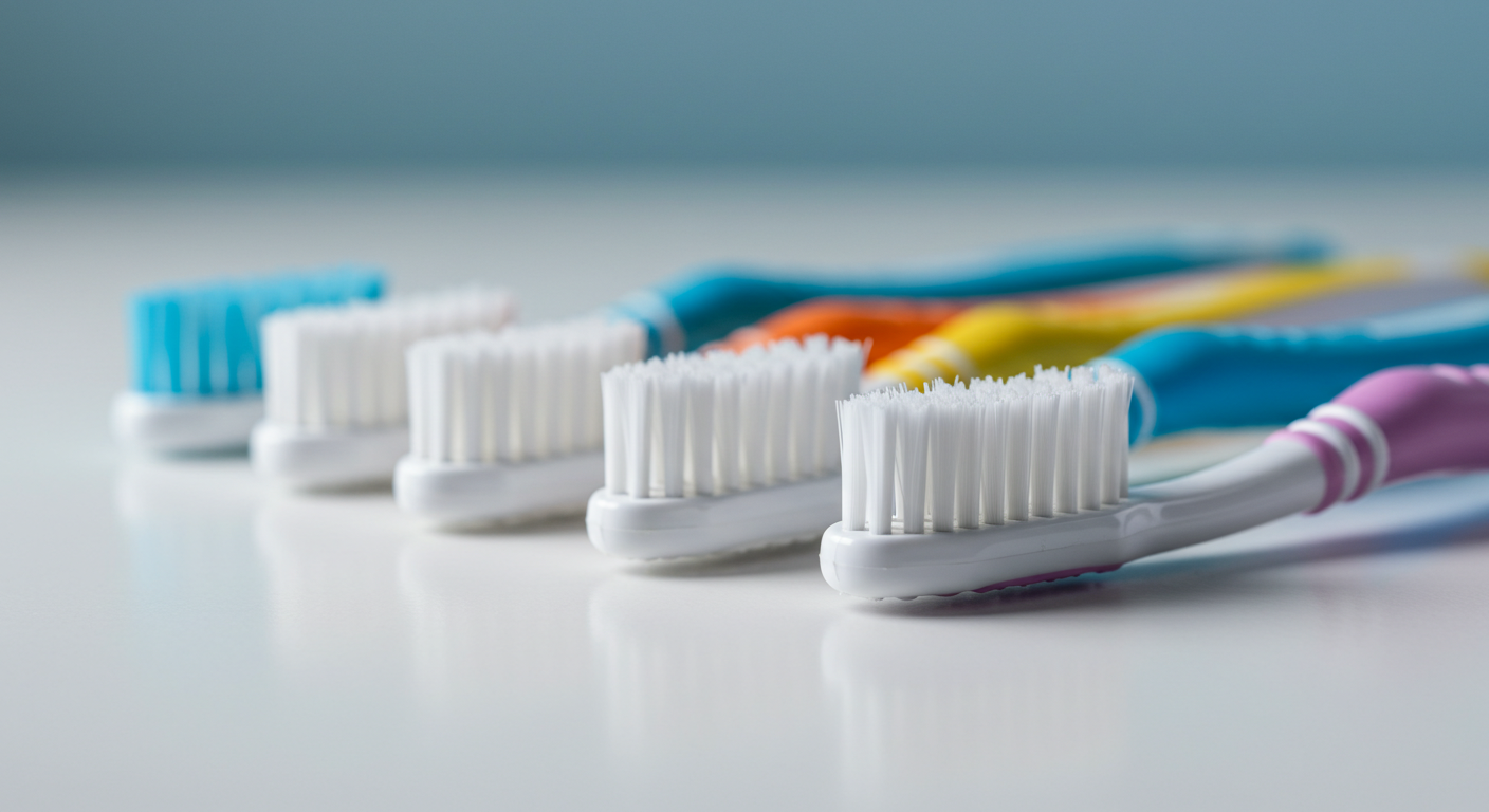 Soft-bristled toothbrushes recommended for maintenance.