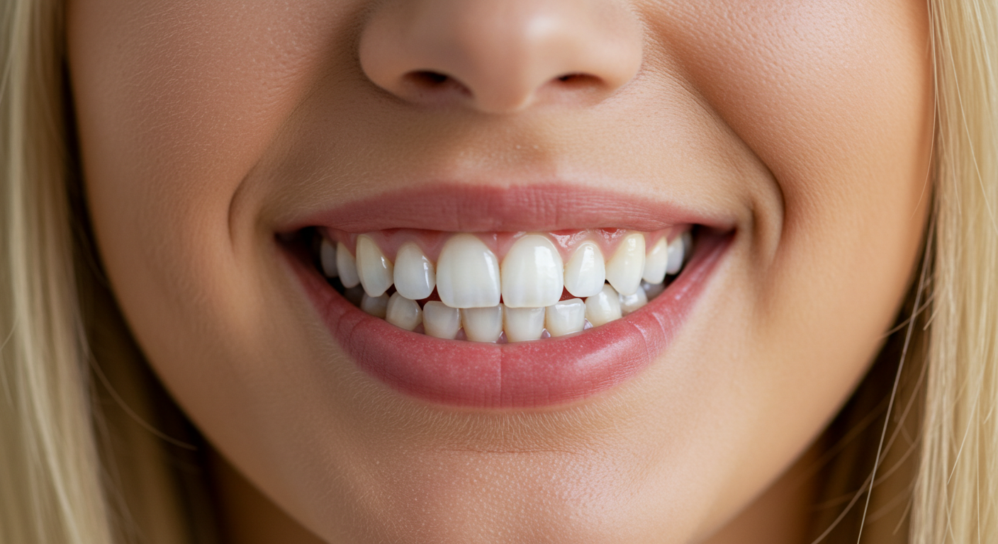 Natural and radiant smile achieved with well-maintained composite dental veneers.